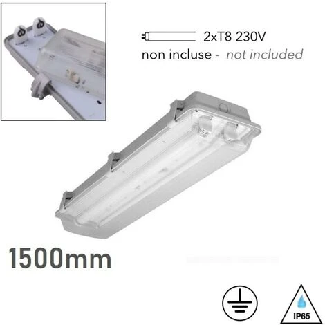 INTEC LIGHT Plafonnier étanche ATLANTIC Double Tube LED 2xT8 IP65 Polycarbonate 150cm 3 INTEC LIGHT Plafonnier étanche ATLANTIC Double Tube LED 2xT8 IP65 Polycarbonate 150cm – Image 3