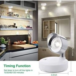 ZOLGINAH Lampe De Placard LED, 2 Pack Lampe Murale Interieur Orientable Blanc Chaud 4000K Veilleuse LED Avec Télécommande Spot Sans Fil à Piles Pour Armoire Cuisine Chambre Peinture Statue Vitrine -Promos Réglette & réglette LED Boutique 59345145 5