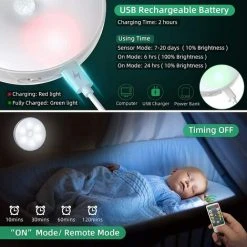 EINEMGELD Lampe Placard Veilleuse LED, USB Rechargeable Lot De 3 Lampes De Nuit Sans Fil Avec Contrôle Tactile Et Télécommande Luminosité Réglable Lampe De Armoire Alimenté -Promos Réglette & réglette LED Boutique 59659493 3