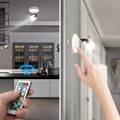 MANTA Lot De 2 Spots LED Sous Meuble éclairage Armoire Sans Fil Pour Placards Avec Télécommande/bouton à Intensité Variable Veilleuse 7 MANTA Lot De 2 Spots LED Sous Meuble éclairage Armoire Sans Fil Pour Placards Avec Télécommande/bouton à Intensité Variable Veilleuse -Promos Réglette & réglette LED Boutique 59919125 3