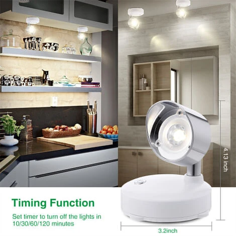 MANTA Lot De 2 Spots LED Sous Meuble éclairage Armoire Sans Fil Pour Placards Avec Télécommande/bouton à Intensité Variable Veilleuse 4 MANTA Lot De 2 Spots LED Sous Meuble éclairage Armoire Sans Fil Pour Placards Avec Télécommande/bouton à Intensité Variable Veilleuse – Image 4