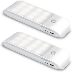 ELLE Lumière Automatique, Lumière De Détection De Mouvement Portable, Veilleuse Multimode 12 LED USB Rechargeable Avec Aimant Pour Armoire/couloir/escalier/lecture(lumière Froide)