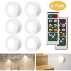 Promos Réglette & réglette LED Boutique 34 DENUOTOP Veilleuse, éclairage Pour Enfant Éclairage D'armoire LED Avec Télécommande, éclairage D'armoire 6 Pièces Éclairage D'armoire LED Night Light Éclairage D'armoire Éclairage D'armoire à LED - Blanc