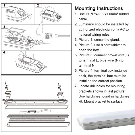 JNC J&C® 60CM Néon Tube LED 18W Tube LED Plafond Étanche IP65 Lumière LED Blanc Neutre 4000K 5 JNC J&C® 60CM Néon Tube LED 18W Tube LED Plafond Étanche IP65 Lumière LED Blanc Neutre 4000K – Image 5