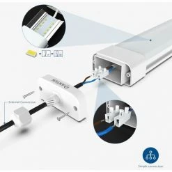 2×Anten Neon Tube Garage 150CM 45W Tube Neon LED Étanche IP65 Reglette LED 150CM Anti-Poussière Anti-Corrosion Et Anti-Choc Neon LED 150CM Lampe Néon Blanc Froid 6000K 7 2×Anten Neon Tube Garage 150CM 45W Tube Neon LED Étanche IP65 Reglette LED 150CM Anti-Poussière Anti-Corrosion Et Anti-Choc Neon LED 150CM Lampe Néon Blanc Froid 6000K -Promos Réglette & réglette LED Boutique 6011262 3