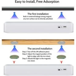 PESCE Lampe De Placard à LED, Lampes De Dessous D'armoire à Gradation, Lampes à Coller Sans Fil, Barre D'éclairage De Nuit Magnétique Avec Batterie Rechargeable 9 PESCE Lampe De Placard à LED, Lampes De Dessous D'armoire à Gradation, Lampes à Coller Sans Fil, Barre D'éclairage De Nuit Magnétique Avec Batterie Rechargeable -Promos Réglette & réglette LED Boutique 60492679 5