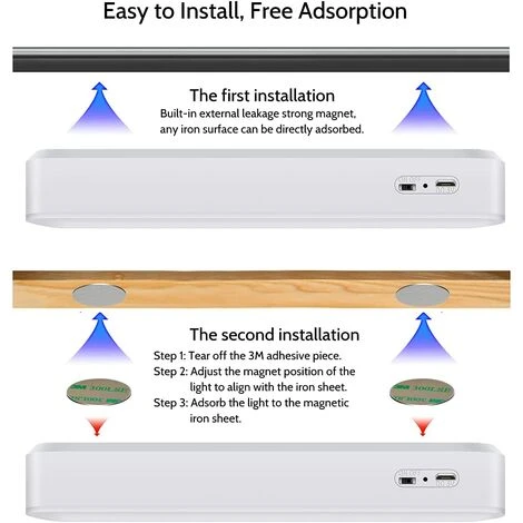 PESCE Lampe De Placard à LED, Lampes De Dessous D'armoire à Gradation, Lampes à Coller Sans Fil, Barre D'éclairage De Nuit Magnétique Avec Batterie Rechargeable 5 PESCE Lampe De Placard à LED, Lampes De Dessous D'armoire à Gradation, Lampes à Coller Sans Fil, Barre D'éclairage De Nuit Magnétique Avec Batterie Rechargeable – Image 5