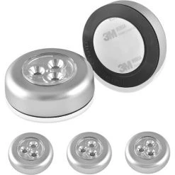 PESCE 5 Pcs Spots Lampe LED Sans Fil, Lampe Autocollante à Piles, Éclairage Sous Meuble à Lumière Froid, Lampe De Placard/Dressing/Armoire/Cave/Cuisine/Entrée/Penderie/Vitrine D’exposition/Bar/Évier