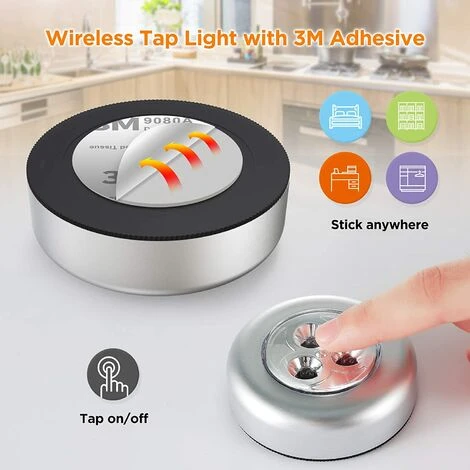 PESCE 5 Pcs Spots Lampe LED Sans Fil, Lampe Autocollante à Piles, Éclairage Sous Meuble à Lumière Froid, Lampe De Placard/Dressing/Armoire/Cave/Cuisine/Entrée/Penderie/Vitrine D’exposition/Bar/Évier 2 PESCE 5 Pcs Spots Lampe LED Sans Fil, Lampe Autocollante à Piles, Éclairage Sous Meuble à Lumière Froid, Lampe De Placard/Dressing/Armoire/Cave/Cuisine/Entrée/Penderie/Vitrine D’exposition/Bar/Évier – Image 2