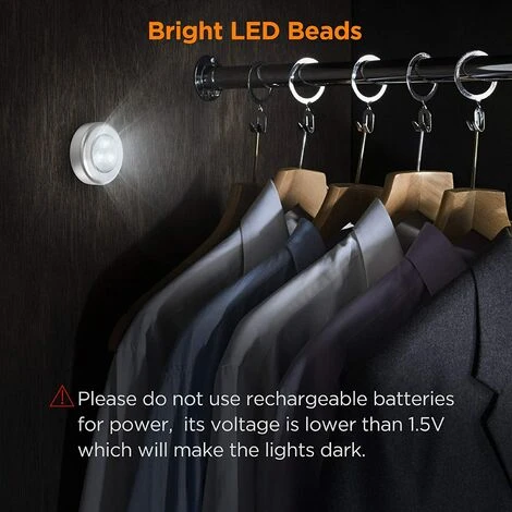 PESCE 5 Pcs Spots Lampe LED Sans Fil, Lampe Autocollante à Piles, Éclairage Sous Meuble à Lumière Froid, Lampe De Placard/Dressing/Armoire/Cave/Cuisine/Entrée/Penderie/Vitrine D’exposition/Bar/Évier 4 PESCE 5 Pcs Spots Lampe LED Sans Fil, Lampe Autocollante à Piles, Éclairage Sous Meuble à Lumière Froid, Lampe De Placard/Dressing/Armoire/Cave/Cuisine/Entrée/Penderie/Vitrine D’exposition/Bar/Évier – Image 4