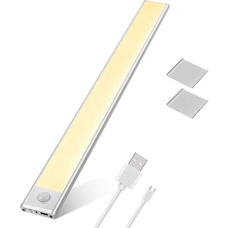 AOUGO Lampe Placard LED Détecteur De Mouvement, 76 LEDs Lampe De Placard Sans Fil, Rechargeable Par USB Aimanté, Blanc Chaud 3000K, 170Lm, Auto-adhésif Pour Armoire Chambre Escalier 1 AOUGO Lampe Placard LED Détecteur De Mouvement, 76 LEDs Lampe De Placard Sans Fil, Rechargeable Par USB Aimanté, Blanc Chaud 3000K, 170Lm, Auto-adhésif Pour Armoire Chambre Escalier