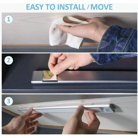 AOUGO Lampe Placard LED Détecteur De Mouvement, 76 LEDs Lampe De Placard Sans Fil, Rechargeable Par USB Aimanté, Blanc Chaud 3000K, 170Lm, Auto-adhésif Pour Armoire Chambre Escalier 4 AOUGO Lampe Placard LED Détecteur De Mouvement, 76 LEDs Lampe De Placard Sans Fil, Rechargeable Par USB Aimanté, Blanc Chaud 3000K, 170Lm, Auto-adhésif Pour Armoire Chambre Escalier – Image 4