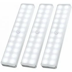 REGALI Lampe De Placard LED, Plus Récent 24 LED Gradateur USB Rechargeable Capteur De Mouvement Lumière Sous L'éclairage De L'armoire Avec Télécommande, Barre Lumineuse Sans Fil Stick-Anywhere Night Safe Pour Armoire, Cuisine-5 Pièces