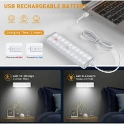 REGALI Lampe De Placard LED, Plus Récent 24 LED Gradateur USB Rechargeable Capteur De Mouvement Lumière Sous L'éclairage De L'armoire Avec Télécommande, Barre Lumineuse Sans Fil Stick-Anywhere Night Safe Pour Armoire, Cuisine-5 Pièces 7 REGALI Lampe De Placard LED, Plus Récent 24 LED Gradateur USB Rechargeable Capteur De Mouvement Lumière Sous L'éclairage De L'armoire Avec Télécommande, Barre Lumineuse Sans Fil Stick-Anywhere Night Safe Pour Armoire, Cuisine-5 Pièces -Promos Réglette & réglette LED Boutique 63485971 3