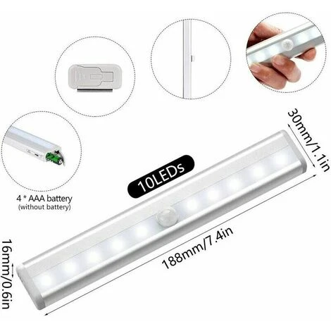 SINCèREETALI Lumière LED 3PCS Capteur Veilleuse Armoire Capteur Lumière LED Lumière (batterie De Lumière Blanche) 4 SINCèREETALI Lumière LED 3PCS Capteur Veilleuse Armoire Capteur Lumière LED Lumière (batterie De Lumière Blanche) – Image 4