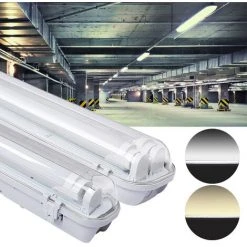 SWANEW Luminaire LED Anti-humidité 9W 60cm Blanc Neutre Plafonnier De Bureau Pour Salle De Bain Cave Cuisin