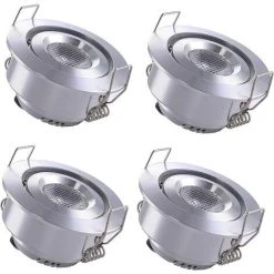HEGUYEY 4 Mini Spot Encastrable LED Plafond Spot Encastré Lampe 1W Blanc Chaud 3000K Pour Vitrine,Plafond,Cuisine,Placard,DIY éclairage Etc