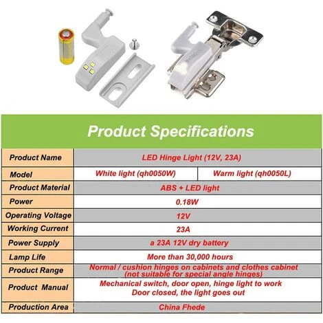 WAVE 10 Pièces LED Charnière Lumière Universelle Maison Cuisine Bureau Porte Lumière Hôtel Armoire Placard Commutateur Automatique Cool Blanc Éclairage Lampe Placard Nuit Lumière (Piles Incluses) 2 WAVE 10 Pièces LED Charnière Lumière Universelle Maison Cuisine Bureau Porte Lumière Hôtel Armoire Placard Commutateur Automatique Cool Blanc Éclairage Lampe Placard Nuit Lumière (Piles Incluses) – Image 2