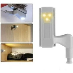 WAVE 10pcs Lumière De Placard Charnière LED Lumière Du Capteur Lampe De Nuit Penderie Cabinet Armoire Veilleuse(Blanc Chaud) -Promos Réglette & réglette LED Boutique 64529350 4