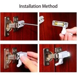 WAVE Led Cabinet Lumière, Armoire Placard Armoire Penderie Veilleuses, Charnière LED Capteur Lumière, Lampe De Charnière Universelle, 8PCS 7 WAVE Led Cabinet Lumière, Armoire Placard Armoire Penderie Veilleuses, Charnière LED Capteur Lumière, Lampe De Charnière Universelle, 8PCS -Promos Réglette & réglette LED Boutique 64529358 3