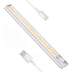 Lampe De Placard 160 LED Sans Fil, Reglette Led Cuisine, Eclairage LED Cuisine Sous Meuble, Lampe à Détecteur De Mouvement Veilleuse Charge USB Pour Armoire, Escalier, Couloir De Salle Bain 56Vingt