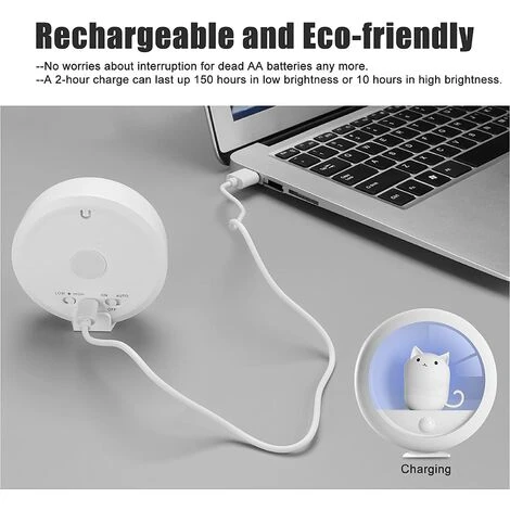OSQI Veilleuse à Détecteur De Mouvement Rechargeable - Veilleuses Magnétiques Luminosité Réglable Stick-Anywhere Chat Lampe Pour Mur Chambre Armoire Placard Escaliers 3 OSQI Veilleuse à Détecteur De Mouvement Rechargeable - Veilleuses Magnétiques Luminosité Réglable Stick-Anywhere Chat Lampe Pour Mur Chambre Armoire Placard Escaliers – Image 3