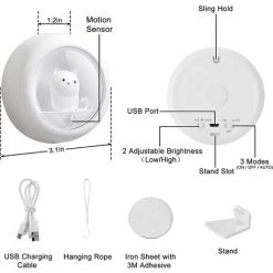 OSQI Veilleuse à Détecteur De Mouvement Rechargeable - Veilleuses Magnétiques Luminosité Réglable Stick-Anywhere Chat Lampe Pour Mur Chambre Armoire Placard Escaliers 9 OSQI Veilleuse à Détecteur De Mouvement Rechargeable - Veilleuses Magnétiques Luminosité Réglable Stick-Anywhere Chat Lampe Pour Mur Chambre Armoire Placard Escaliers -Promos Réglette & réglette LED Boutique 65506589 5