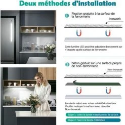 YEURIé Lampe De Placard 60 LEDs Rechargeable,1000mAh Batterie Lumière D'Armoire Eclairage Placard,lampe Placard Sans Fil à Détecteur De Mouvement,Bande Magnetique Adhésive Veilleuse 6 YEURIé Lampe De Placard 60 LEDs Rechargeable,1000mAh Batterie Lumière D'Armoire Eclairage Placard,lampe Placard Sans Fil à Détecteur De Mouvement,Bande Magnetique Adhésive Veilleuse -Promos Réglette & réglette LED Boutique 65723642 3