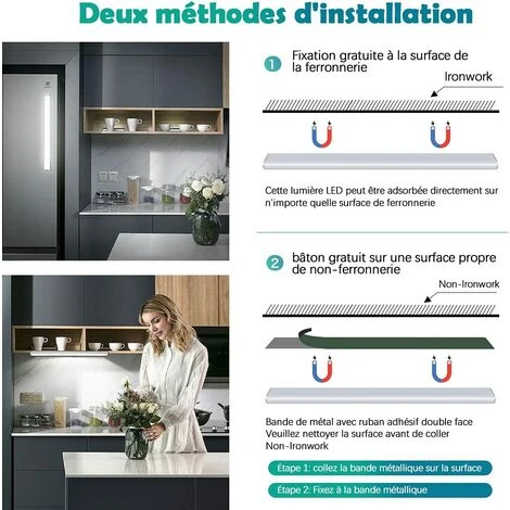 YEURIé Lampe De Placard 60 LEDs Rechargeable,1000mAh Batterie Lumière D'Armoire Eclairage Placard,lampe Placard Sans Fil à Détecteur De Mouvement,Bande Magnetique Adhésive Veilleuse 3 YEURIé Lampe De Placard 60 LEDs Rechargeable,1000mAh Batterie Lumière D'Armoire Eclairage Placard,lampe Placard Sans Fil à Détecteur De Mouvement,Bande Magnetique Adhésive Veilleuse – Image 3