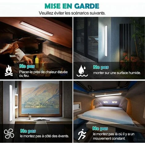 YEURIé Lampe De Placard 60 LEDs Rechargeable,1000mAh Batterie Lumière D'Armoire Eclairage Placard,lampe Placard Sans Fil à Détecteur De Mouvement,Bande Magnetique Adhésive Veilleuse 4 YEURIé Lampe De Placard 60 LEDs Rechargeable,1000mAh Batterie Lumière D'Armoire Eclairage Placard,lampe Placard Sans Fil à Détecteur De Mouvement,Bande Magnetique Adhésive Veilleuse – Image 4