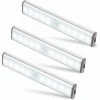 KAEJYIUT Lot De 3 Lampes 10 LED, Sans Fil, Rechargeable Par USB, Aimanté, Détecteur De Mouvement, 2 Modes D’éclairage, Portable. Lumière De Placard, Baladeuse De Secours, Veilleuse Enfant, Appoint … [Classe énergétique A+++]