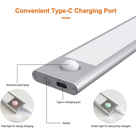 ASUPERMALL Lampe D'armoire 62 LEDs 40CM/15.7", Capteur De Mouvement PIR + Contrôle Sensible De La Lumière / Luminosité Constante 2 Modes D'éclairage / Interrupteur Tactile / 3 Changements De Température De Couleur, Port De Charge Type-C 3 ASUPERMALL Lampe D'armoire 62 LEDs 40CM/15.7", Capteur De Mouvement PIR + Contrôle Sensible De La Lumière / Luminosité Constante 2 Modes D'éclairage / Interrupteur Tactile / 3 Changements De Température De Couleur, Port De Charge Type-C – Image 3