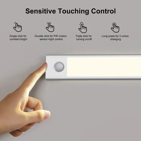 ASUPERMALL Lampe D'armoire 62 LEDs 40CM/15.7", Capteur De Mouvement PIR + Contrôle Sensible De La Lumière / Luminosité Constante 2 Modes D'éclairage / Interrupteur Tactile / 3 Changements De Température De Couleur, Port De Charge Type-C 5 ASUPERMALL Lampe D'armoire 62 LEDs 40CM/15.7", Capteur De Mouvement PIR + Contrôle Sensible De La Lumière / Luminosité Constante 2 Modes D'éclairage / Interrupteur Tactile / 3 Changements De Température De Couleur, Port De Charge Type-C – Image 5