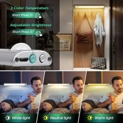 GrooFoo Lampe De Placard Detecteur De Mouvement 120 Led Sans Fil D’Éclairage Automatique Sous Les Armoires De Placard Usb Rechargeable 1800mAh Lumière D'Armoire 4 Modes Portable Veilleuse 1 Pack [Classe énergétique A+++] GrooFoo -Promos Réglette & réglette LED Boutique 66077695 4