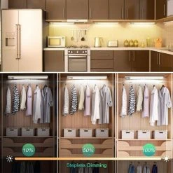 GrooFoo Lampe De Placard Detecteur De Mouvement 120 Led Sans Fil D’Éclairage Automatique Sous Les Armoires De Placard Usb Rechargeable 1800mAh Lumière D'Armoire 4 Modes Portable Veilleuse 1 Pack [Classe énergétique A+++] GrooFoo -Promos Réglette & réglette LED Boutique 66077695 5