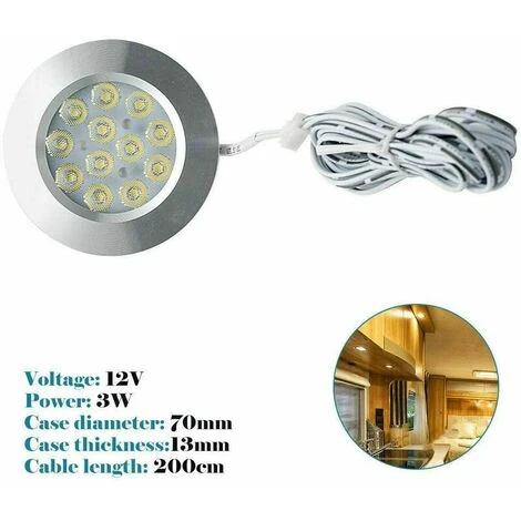 NAXUNNN 8pcs 12V3W Spot LED Lampe Ultra Fin Pour Campingcar Camion Caravane Bus, Convient à La Garderobe, Aux Armoires De Cuisine, Au Placard, à La Bibliothèque Couleur Blanch Nature 6000K 2 NAXUNNN 8pcs 12V3W Spot LED Lampe Ultra Fin Pour Campingcar Camion Caravane Bus, Convient à La Garderobe, Aux Armoires De Cuisine, Au Placard, à La Bibliothèque Couleur Blanch Nature 6000K – Image 2