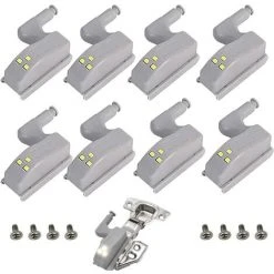 Led Cabinet Lumière, Armoire Placard Armoire Penderie Veilleuses, Charnière LED Capteur Lumière, Lampe De Charnière Universelle, 8PCS Lumière Chaude Adélala