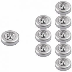 FLETéçA Veilleuses Lot De 9 Spot Lampe LED Éclairage De Nuit Autocollant Alimenté Par 3 Piles/Batteries Pour Penderie/Placard/Étagère/Entrée/Cuisine/Passage