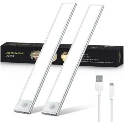 OCXIN Pièces LED Sous Meuble Lumineux, Bande LED Rechargeable 30 Cm éclairage De Cuisine Avec Détecteur De Mouvement éclairage D'armoire Bande Lumineuse éclairage D'armoire Pour Cuisine, Placard, Coffre, Escalier