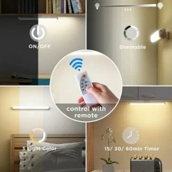 OCXIN LED Lampe Dimmable De Placard 34cm Avec Télécommande, Applique Murale Tactile Et Rechargeable, Lumière Réglette Led Ajustable Sous Meuble Cuisine Sans Fil à 3 Modes D'Eclairage 4000K-6500K 7 OCXIN LED Lampe Dimmable De Placard 34cm Avec Télécommande, Applique Murale Tactile Et Rechargeable, Lumière Réglette Led Ajustable Sous Meuble Cuisine Sans Fil à 3 Modes D'Eclairage 4000K-6500K -Promos Réglette & réglette LED Boutique 67533309 3
