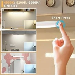 OCXIN LED Lampe Dimmable De Placard 34cm Avec Télécommande, Applique Murale Tactile Et Rechargeable, Lumière Réglette Led Ajustable Sous Meuble Cuisine Sans Fil à 3 Modes D'Eclairage 4000K-6500K 9 OCXIN LED Lampe Dimmable De Placard 34cm Avec Télécommande, Applique Murale Tactile Et Rechargeable, Lumière Réglette Led Ajustable Sous Meuble Cuisine Sans Fil à 3 Modes D'Eclairage 4000K-6500K -Promos Réglette & réglette LED Boutique 67533309 5