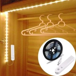 YIENJAOY AGILITY 60LED De Lumière De Bande De 1 M, Lumière De Garde-robe LED Veilleuse Avec Capteur De Mouvement ，Utilisé Pour: Armoire, Fond De Lit, Cuisine, Placard, Etc. [6500K Blanc]