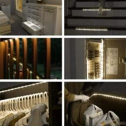 YIENJAOY AGILITY 60LED De Lumière De Bande De 1 M, Lumière De Garde-robe LED Veilleuse Avec Capteur De Mouvement ，Utilisé Pour: Armoire, Fond De Lit, Cuisine, Placard, Etc. [6500K Blanc] -Promos Réglette & réglette LED Boutique 67819278 4