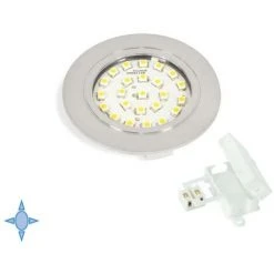 Emuca Applique LED Pour Meuble, Diamètre 65 Mm, à Encastrer, Aucun Convertisseur Nécessaire, Lumière Blanc Froid, Plastique, Gris Métallisé - Talla
