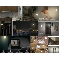 ECHOO Placard Avec Détecteur De Mouvement,veilleuses Murales USB Rechargeable LED Light Capteur Intelligent,éclairage à Piles Pour Armoire,chambre à Coucher,placard,couloir,etc.(lumière Chaude 1 Pièce) -Promos Réglette & réglette LED Boutique 68085984 5