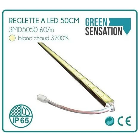 GREENSENSATION Réglette à LED Blanc Chaud Waterproof 50cm 2 GREENSENSATION Réglette à LED Blanc Chaud Waterproof 50cm – Image 2