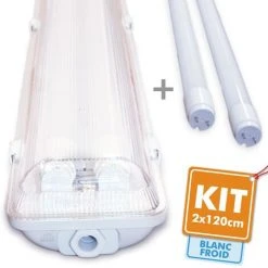 ECLAIRAGE DESIGN Kit 2 Tubes LED 120cm 6400K + Boitier étanche